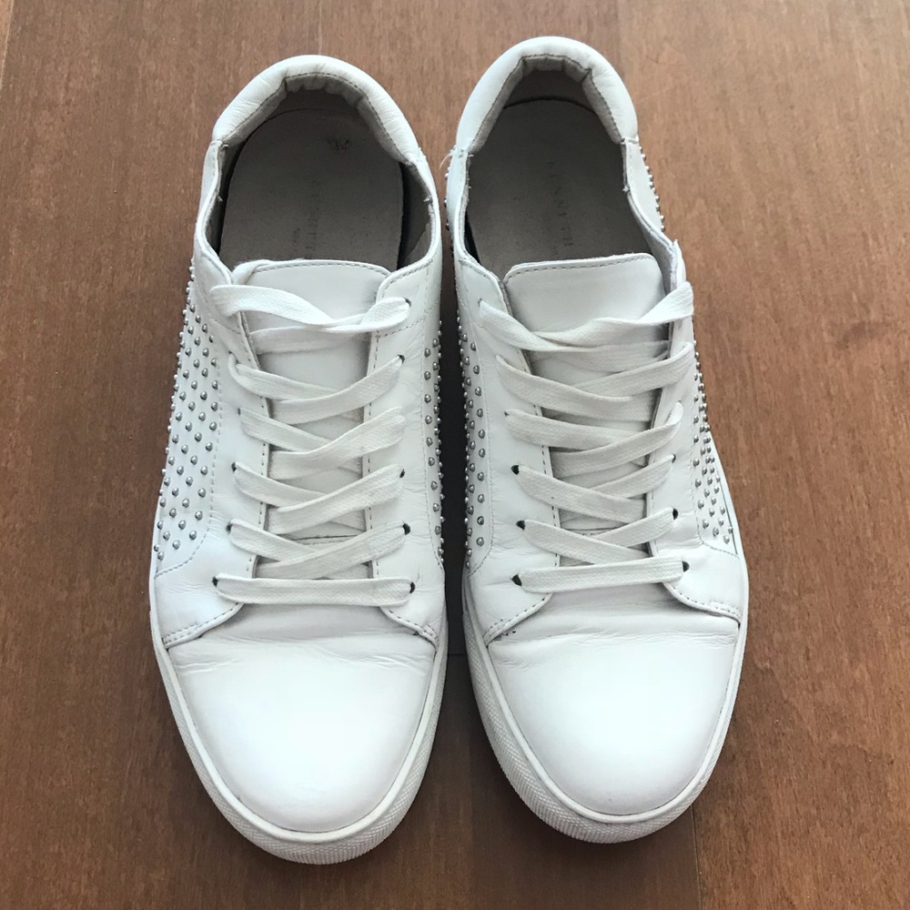kenneth cole studded white leather sneakers